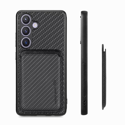 Luoiwei Hülle für Samsung Galaxy A21s Case Kompatibel mit Magsafe mit Wallet Card Holder, 2-in-1 Aramidfasermuster Magnetisch Abnehmbar Schutzhülle, SilikonHülle Slim Cover, Schwarz von Luoiwei