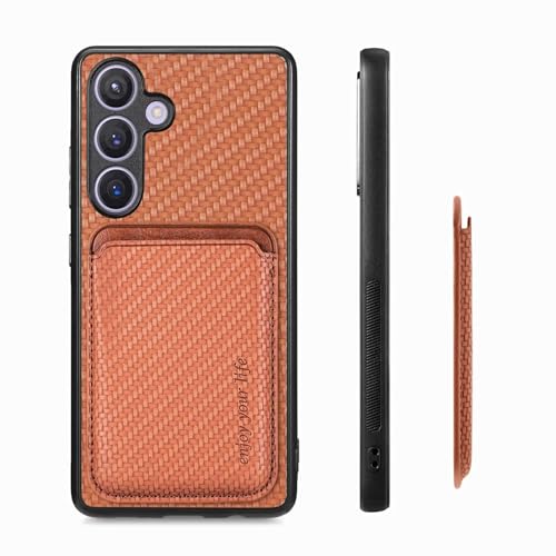 Luoiwei Hülle für Samsung Galaxy S21 Ultra Case Kompatibel mit Magsafe mit Wallet Card Holder, 2-in-1 Aramidfasermuster Magnetisch Abnehmbar Schutzhülle, SilikonHülle Slim Cover, Braun von Luoiwei