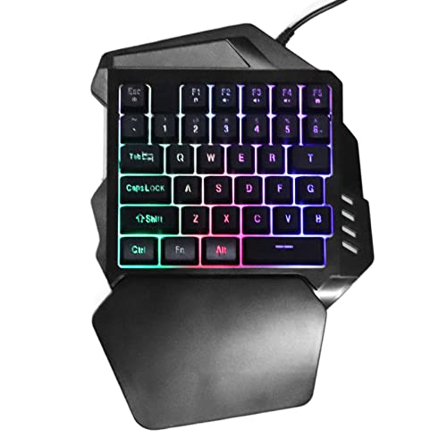 Luqeeg Einhand-Gaming-Tastatur, Mechanische Tastatur mit 35 Tasten, Tragbare -Tastatur mit RGB-Hintergrundbeleuchtung, Ergonomischer Gamecontroller für PC-Gamer, Einhand-Tastatur von Luqeeg