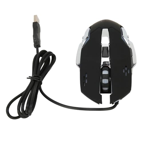 Luqeeg Kabelgebundene Gaming-Maus, Ergonomische Optische USB-Computermaus, Leichte, Verstellbare DPI-Laptop-Silent-Maus mit RGB-Hintergrundbeleuchtung für Windows 7, 8, 10, XP-System (Schwarz) von Luqeeg