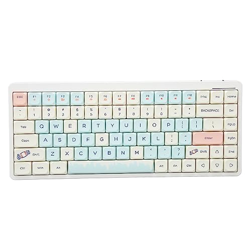 Luqeeg Mechanische Tastatur mit 84 Tasten, 75% Dreifachmodus Bt5.0/2.4G/USB – Mechanische Tastatur mit Rotem C-Schalter, 21 Hintergrundbeleuchtungsmodi und 4 Seitenlichtmodi (Gelbgrün) von Luqeeg