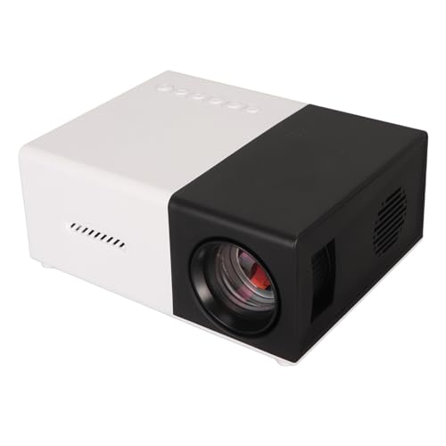 Miniprojektor, FHD 1080p Tragbarer Filmprojektor Schlau Videoprojektor für den Innenraum im Freien, HD Multimedia Schnittstelle, USB AV Port, Eingebauter Stereo Sprecher (weiß von Luqeeg