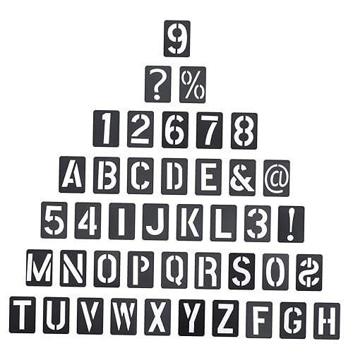 Lurrose 42St Vorlage für Buchstaben Zahlenschablonen Alphabet-Form Symbolnummernschablonen Zahlenform schriftschablone letters hohle Malschablonen Briefvorlage aus Kunststoff Plastik Black von Lurrose