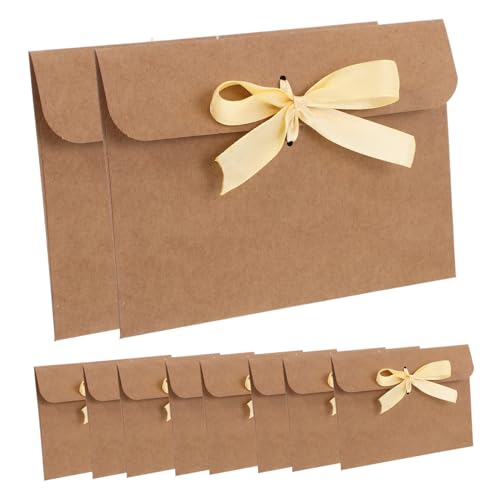 Lurrose 50 Stück Schleifenumschläge Kleidungsboxen Für Geschenkboxen Weihnachtsboxen Hemdboxen Für Geschenktüten Mit Band V Klappe Umschläge Pakete Beiges Papier von Lurrose