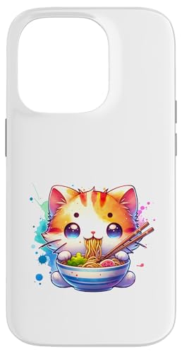 Hülle für iPhone 14 Pro Niedlich Keep Calm & Iss Ramen Katzen Hungrige Mieze von Lustige Asiatische Nudelsuppe