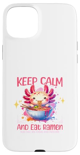 Hülle für iPhone 15 Plus Niedliche Essendes Ramen Axolotl Amphibie von Lustige Asiatische Nudelsuppe