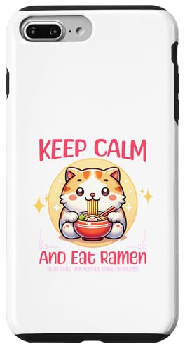 Hülle für iPhone 7 Plus/8 Plus Niedlich Keep Calm & Iss Ramen Katzen Hungrige Mieze von Lustige Asiatische Nudelsuppe