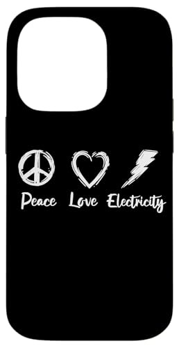 Hülle für iPhone 14 Pro Peace Love Electricity von Lustige Elektriker Geschenke