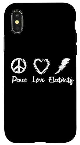 Hülle für iPhone X/XS Peace Love Electricity von Lustige Elektriker Geschenke