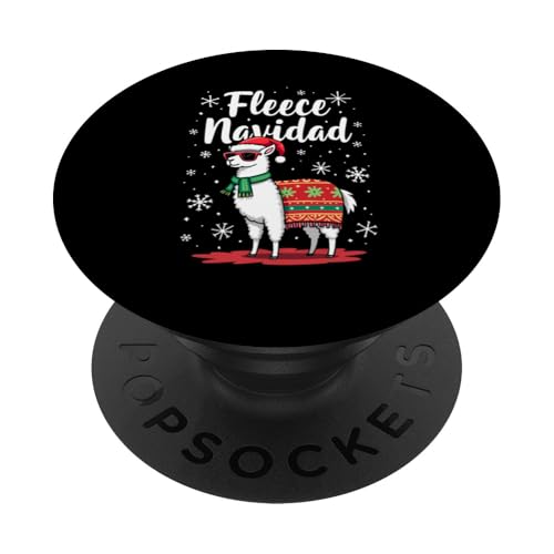 Fleece Feliz Navidad Weihnachten Mädchen Damen Süßes Lama PopSockets Klebender PopGrip von Lustige Familen Lama Parnterlook Design Shop