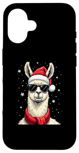 Hülle für iPhone 16 Lustig Lama Sonnenbrille Jungen Weihnachtsmütze Weihnachten von Lustige Familen Lama Parnterlook Design Shop