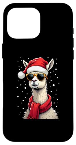 Hülle für iPhone 16 Pro Max Lustiges Lama Mit Sonnenbrille Weihnachtsmütze Weihnachten von Lustige Familen Lama Parnterlook Design Shop