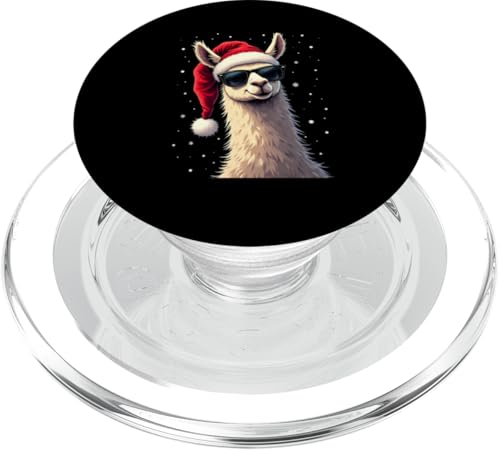 Lustiges Lama Mit Sonnenbrille Weihnachtsmütze Weihnachten PopSockets PopGrip für MagSafe von Lustige Familen Lama Parnterlook Design Shop