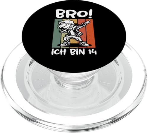 Retro Bro! Ich Bin 14 Dab 14. Geburtstag Junge Deko Teenager PopSockets PopGrip für MagSafe von Lustige Geburtstag Dabbing Jungs Geschenkideen