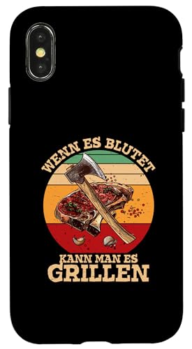 Hülle für iPhone X/XS BBQ Grillshirt Wenn es blutet kann man es grillen von Lustige Grillmeister Fleisch Spruch Geschenke