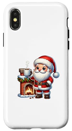 Hülle für iPhone X/XS Santa Claus Kaffeepause Weihnachtsmann Kaffee Weihnachten von Lustige Heilig Abend Humor Weihnacht Advent Witz