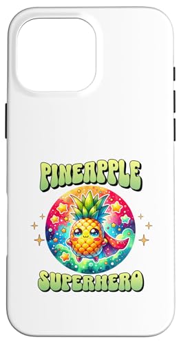 Hülle für iPhone 16 Pro Max Süßer Ananas-Superheld Ananas-Super Held von Lustige Helden Ananas