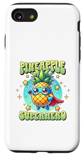 Hülle für iPhone SE (2020) / 7 / 8 Süßer Ananas-Superheld Ananas-Super Held von Lustige Helden Ananas