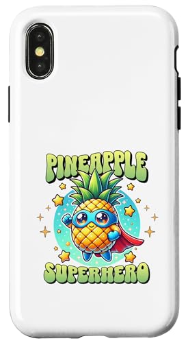 Hülle für iPhone X/XS Süßer Ananas-Superheld Ananas-Super Held von Lustige Helden Ananas