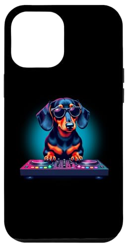 Hülle für iPhone 12 Pro Max DJ Dachshund Dackel DJ mit Kopfhörer Mischpult Hundebesitzer von Lustige Hunde Haustiere Vierbeiner Hundeliebhaber