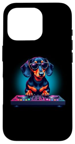 Hülle für iPhone 16 Pro DJ Dachshund Dackel DJ mit Kopfhörer Mischpult Hundebesitzer von Lustige Hunde Haustiere Vierbeiner Hundeliebhaber