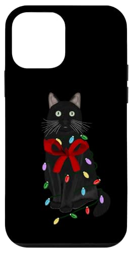 Hülle für iPhone 12 mini Lustige Schwarze Katze Lichterkette Katzenliebhaber Kätzchen von Lustige Katzen Illustration