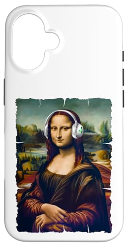 Mona Lisa als DJ mit Kopfhörern - Musik Artwork Hülle für iPhone 16 von Lustige Mona Lisa für Musik und Festivals Fans