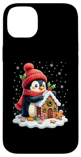 Hülle für iPhone 14 Plus Süßer Pinguin Mit Lebkuchenhaus Xmas Weihnachten Pinguine von Lustige Pinguine Weihnachten Outfit Shop