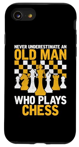 Hülle für iPhone SE (2020) / 7 / 8 Never Underestimate An Old Man Who Plays Chess von Lustige Schachspieler Geschenke & Kleidung Chess