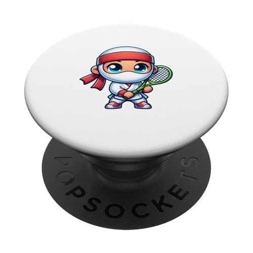 Niedliches Tennis Ninja Court Spiel Squash PopSockets Klebender PopGrip von Lustige Tennis Ninjas