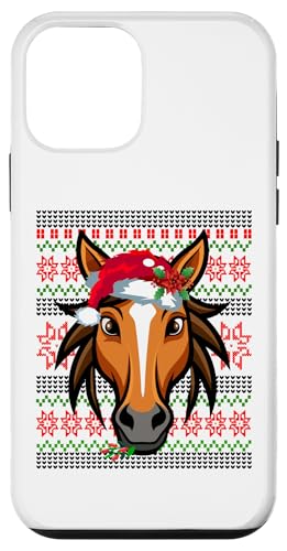 Hülle für iPhone 12 mini Ugly Horses Weihnachtspyjama mit Pferd und Weihnachtsmann von Lustige Tiergrafiken für Frauen zu Weihnachten