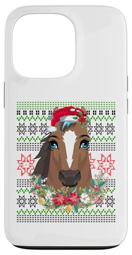 Hülle für iPhone 13 Pro Ugly Horses Weihnachtspyjama mit Pferd und Weihnachtsmann von Lustige Tiergrafiken für Frauen zu Weihnachten