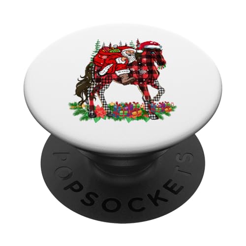 Lustiger Weihnachtspyjama mit Weihnachtsmann-Reitpferd PopSockets Klebender PopGrip von Lustige Tiergrafiken für Frauen zu Weihnachten