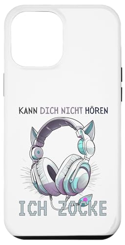 Hülle für iPhone 12 Pro Max Ich kann dich nicht hören- ich spiele - Katze mit Kopfhörern von Lustige Videospiele Geschenkidee BWS