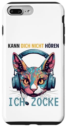 Hülle für iPhone 7 Plus/8 Plus Ich kann dich nicht hören- ich spiele - Katze mit Kopfhörern von Lustige Videospiele Geschenkidee BWS