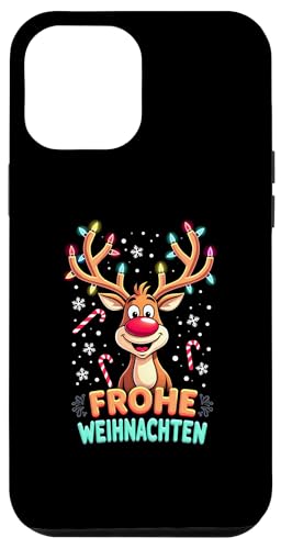 Hülle für iPhone 12 Pro Max Lustiges Rentier Frohe Weihnachten Hirsch Xmas Lichterkette von Lustige Weihnachten - Design Shop