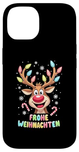 Hülle für iPhone 14 Lustiges Rentier Frohe Weihnachten Hirsch Xmas Lichterkette von Lustige Weihnachten - Design Shop