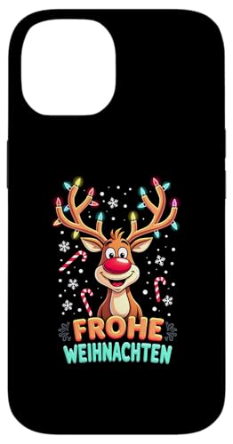 Hülle für iPhone 14 Lustiges Rentier Frohe Weihnachten Hirsch Xmas Lichterkette von Lustige Weihnachten - Design Shop