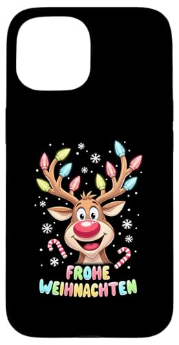 Hülle für iPhone 15 Lustiges Rentier Frohe Weihnachten Hirsch Xmas Lichterkette von Lustige Weihnachten - Design Shop