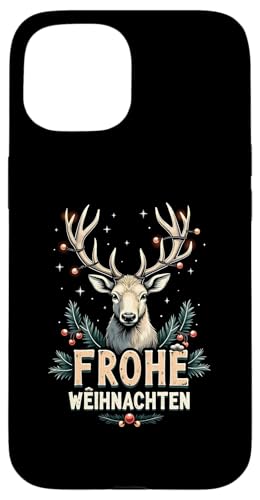 Hülle für iPhone 15 Vintage Hirsch Frohe Weihnachten Xmas Reh Retro von Lustige Weihnachten - Design Shop