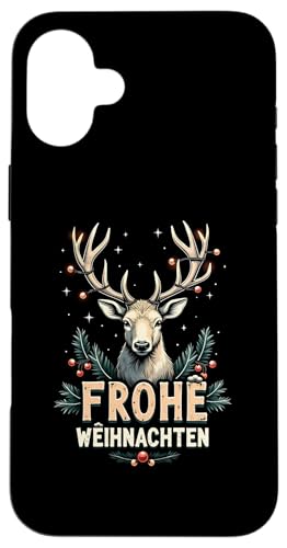 Hülle für iPhone 16 Plus Vintage Hirsch Frohe Weihnachten Xmas Reh Retro von Lustige Weihnachten - Design Shop