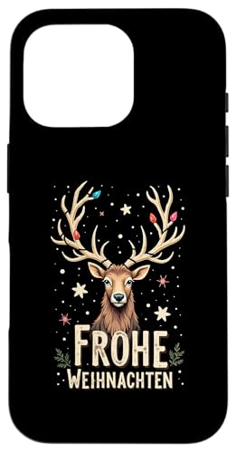 Hülle für iPhone 16 Pro Frohe Weihnachten Vintage Hirsch Rentier Xmas Retro Reh von Lustige Weihnachten - Design Shop