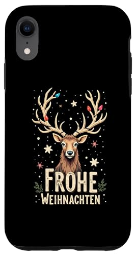 Hülle für iPhone XR Frohe Weihnachten Vintage Hirsch Rentier Xmas Retro Reh von Lustige Weihnachten - Design Shop