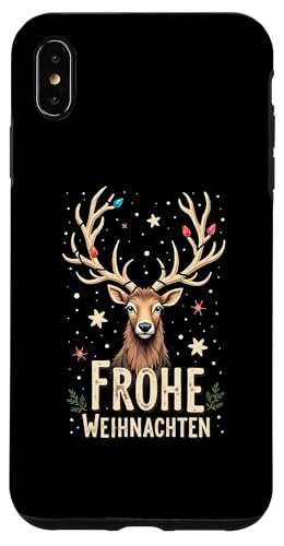 Hülle für iPhone XS Max Frohe Weihnachten Vintage Hirsch Rentier Xmas Retro Reh von Lustige Weihnachten - Design Shop