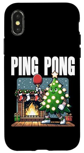 Hülle für iPhone X/XS Tischtennis Weihnachtsbaum Kostüm Tannenbaum Santa Ping Pong von Lustige Weihnachtsgeschenke Weihnachten Santa