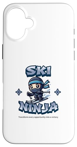 Hülle für iPhone 16 Plus Ski Ninja Snowboard Ninja Ski Fahren Schnee Skiing von Lustige Wintersport Ninjas