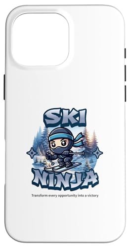 Hülle für iPhone 16 Pro Max Ski Ninja Snowboard Ninja Ski Fahren Schnee Skiing von Lustige Wintersport Ninjas