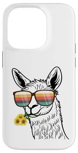 Hülle für iPhone 14 Pro Vintages Alpaka-Lama mit Brille, lustige Tiergrafiken von Lustiger Lama-Alpaka-Tierliebhaber