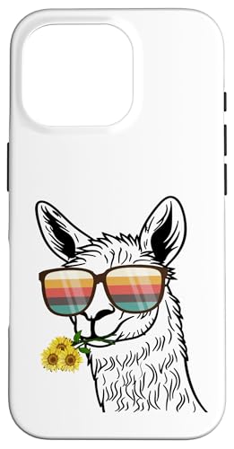 Hülle für iPhone 16 Pro Vintages Alpaka-Lama mit Brille, lustige Tiergrafiken von Lustiger Lama-Alpaka-Tierliebhaber