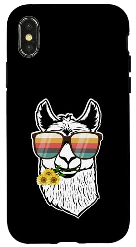 Hülle für iPhone X/XS Vintages Alpaka-Lama mit Brille, lustige Tiergrafiken von Lustiger Lama-Alpaka-Tierliebhaber